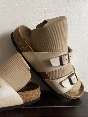 Pre-owned Birkenstock Sydney Sandal in Beige 39/8 Narrow Fit Women’s